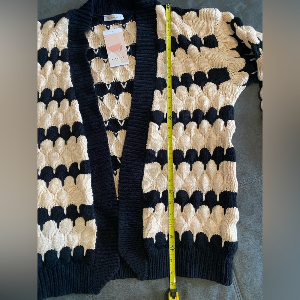 KIRUNDO Cardigan Chunky Lantern Sleeve Open Front NWT SM - Picture 7 of 10